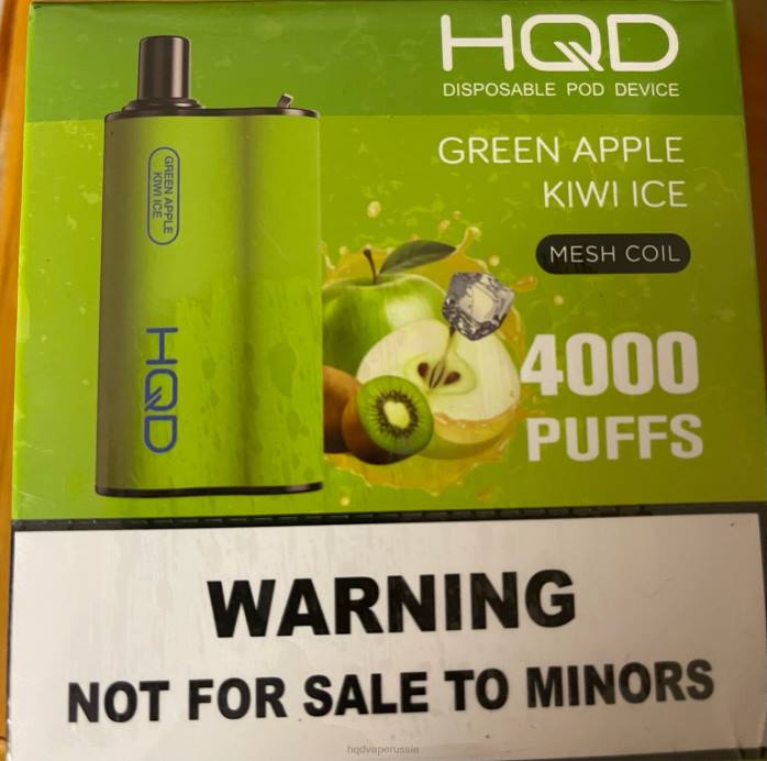 HQD BOX 4000 затяжек зеленое яблоко, киви, лед L46N82 HQD Russia